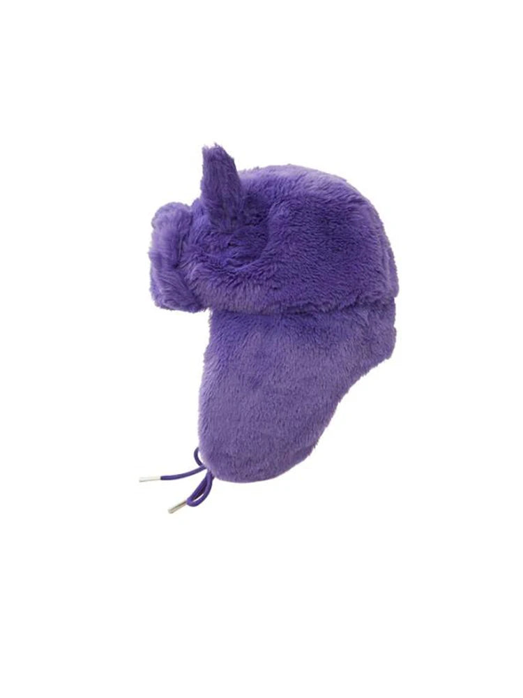 Ushanka Hat Purple Hot Sale Winter Women's Cap Trapper Woman Ski Hats Caps Real She