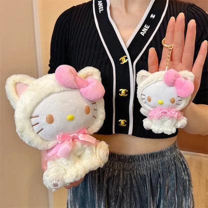 Hello Kitty Plush Keychains 10/20cm Sanrio Cinnamoroll Plush Doll Kuromi Bag Pendant Cartoon Accessories Children Birthday Gift