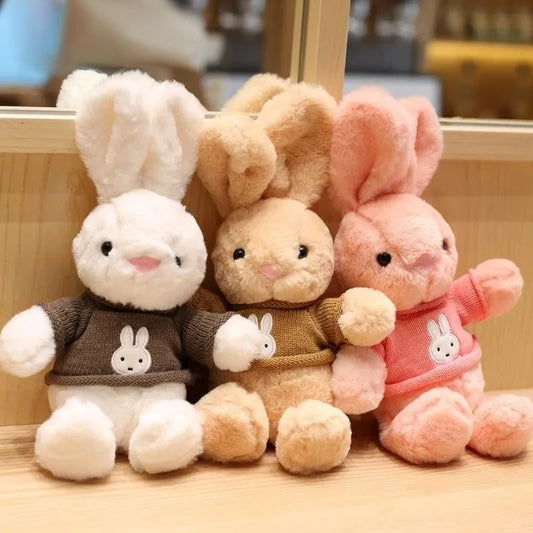 Cute Rabbit Plush Toy Cartoon Animal Dressed Long Ear Bunny Soft Stuffed Sleeping Companion Doll Children Boy Girl Gift For Kids