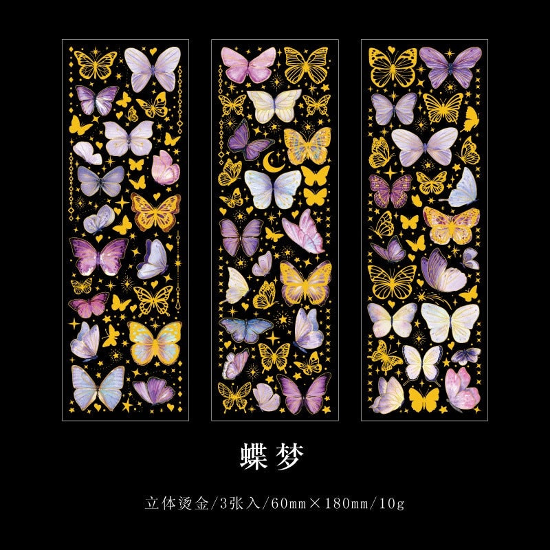 3 Sheets Glitter Butterfly Stickers Waterproof Decorative Decals for Journaling Laptop Scrapbooking Journal Planner