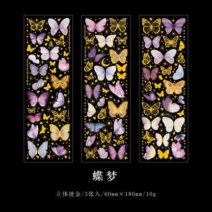 3 Sheets Glitter Butterfly Stickers Waterproof Decorative Decals for Journaling Laptop Scrapbooking Journal Planner
