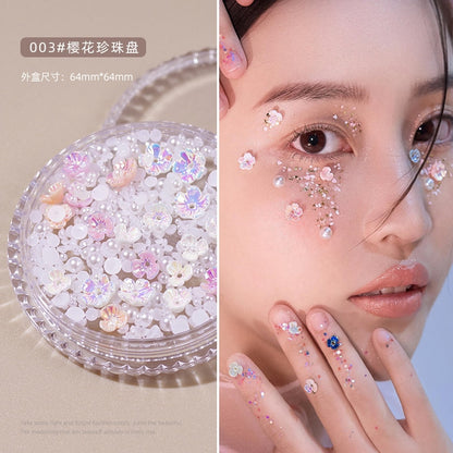 1Box Eyes Face Makeup Facial Decoration Patch Butterfly Diamond Pearl Adhesive Rhinestone Glitter Sequin DIY Nail Art Decoration