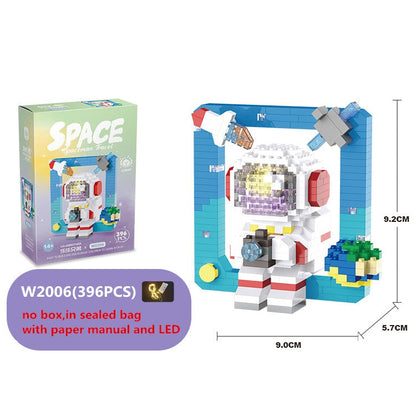 Micro Building Blocks Space Aerospace Series Glowing Astronaut Figure With Light DIY Bricks Set Toys For Children Christmas Gift