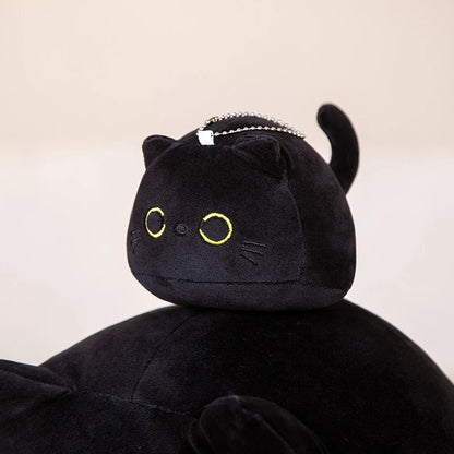 Black Cat Plush Pillow Cuddly Little Kitten Stuffed Animal Plushies Throw Fat Fluffy Kitty Kawaii Cute Squishy Peluche Pelucia Toy Kids Birthday Gift