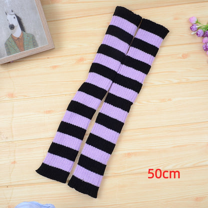 Gothic Women's Striped Leg Warmers Lolita Long Socks Knitted Leggings Japanese Sweets Winter Socks Kawaii Arm Ankle Warmers