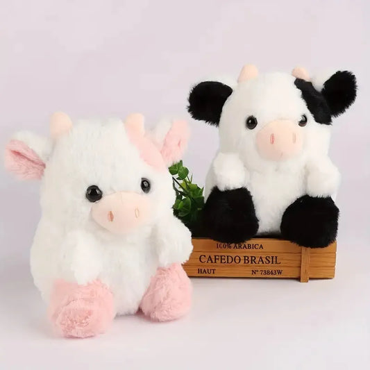 Kawaii Cow Stuffed Animal Plush Toy 20cm Cute Strawberry Cow Plushies Blue Black Brown Pink Baby Calf Soft Doll Cattle Kids Birthday Gift