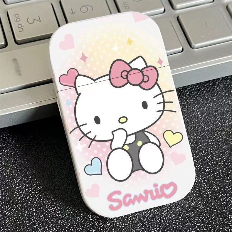 Hello Kitty Cute Lighter Creative Lighter Kawaii MyMelody My Melody Kuromi Cinnamoroll Sanrio Windproof Red Flame Lighters Fast Delivery