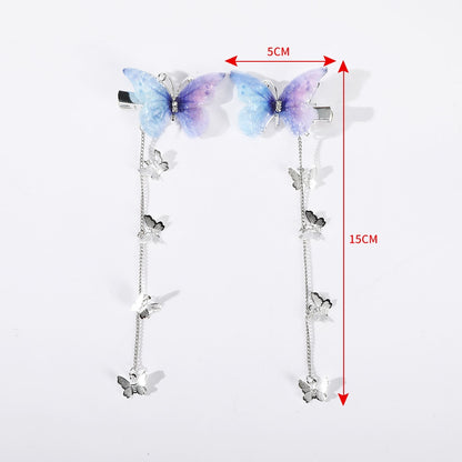 Butterfly Hairpins New Korean Yarn Elegant Metal Tassel Long Hair Clips For Women Hanfu Antique Party Hair Accessories