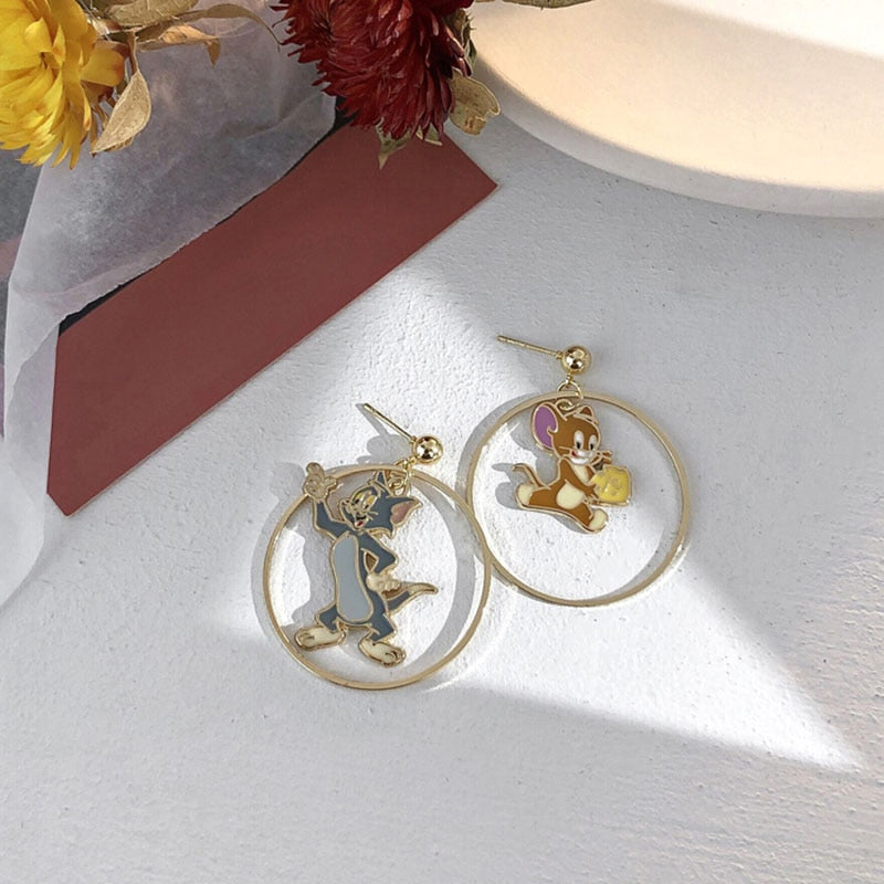 Funny Anime Original Earrings Fun Korean Fashion Designer Cartoon Hoop Aesthetic Summer Cute Kawaii Accessories Jewelry Women's
