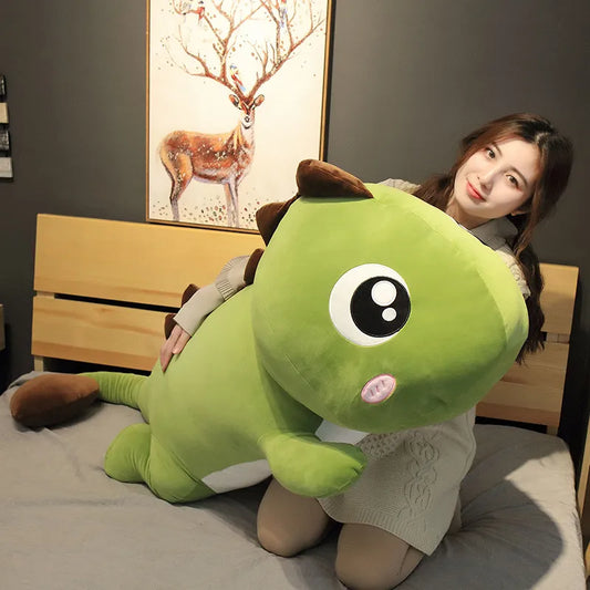 New Huggable Big Long Cute Giant Dinosaur Plush Toy Soft Cartoon Dragon Animal Stuffed Doll Boyfriend Pillow Kid Girl Birthday Gift