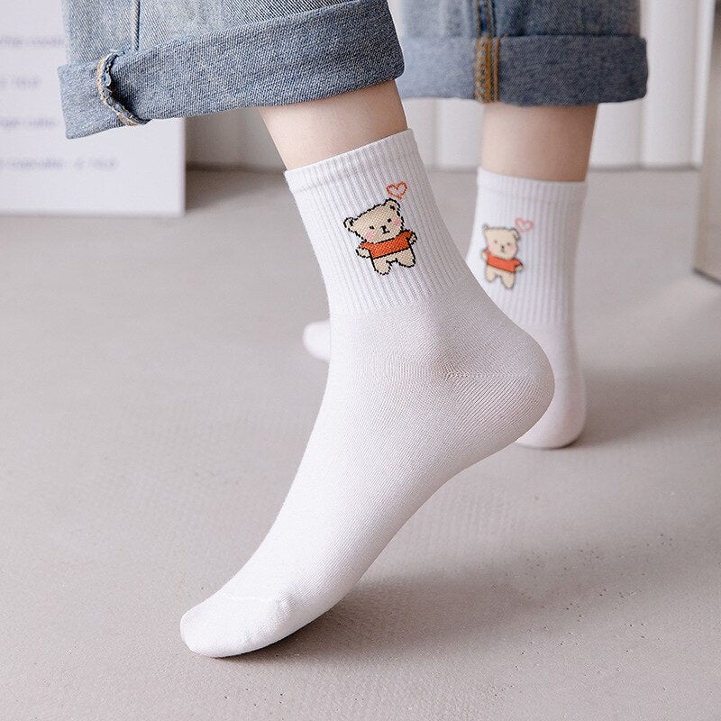 New Socks Women's Korean Version In The Tube Wild Cute Japanese Student Women's Socks Autumn And Winter Rainbow Socks