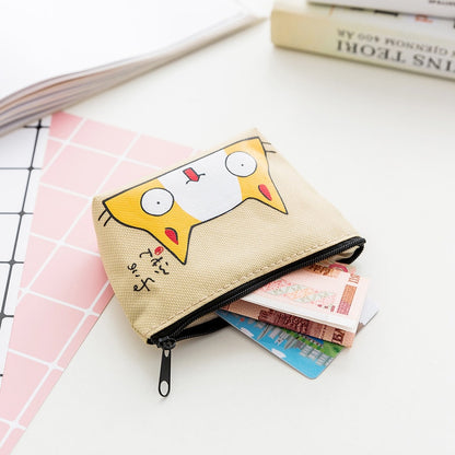 Canvas Cotton Coin Bag Pure Zipper Cartoon Cute Cat Coin Key Bag Money Pocket Women Men Coin Purse Small Wallet Kid