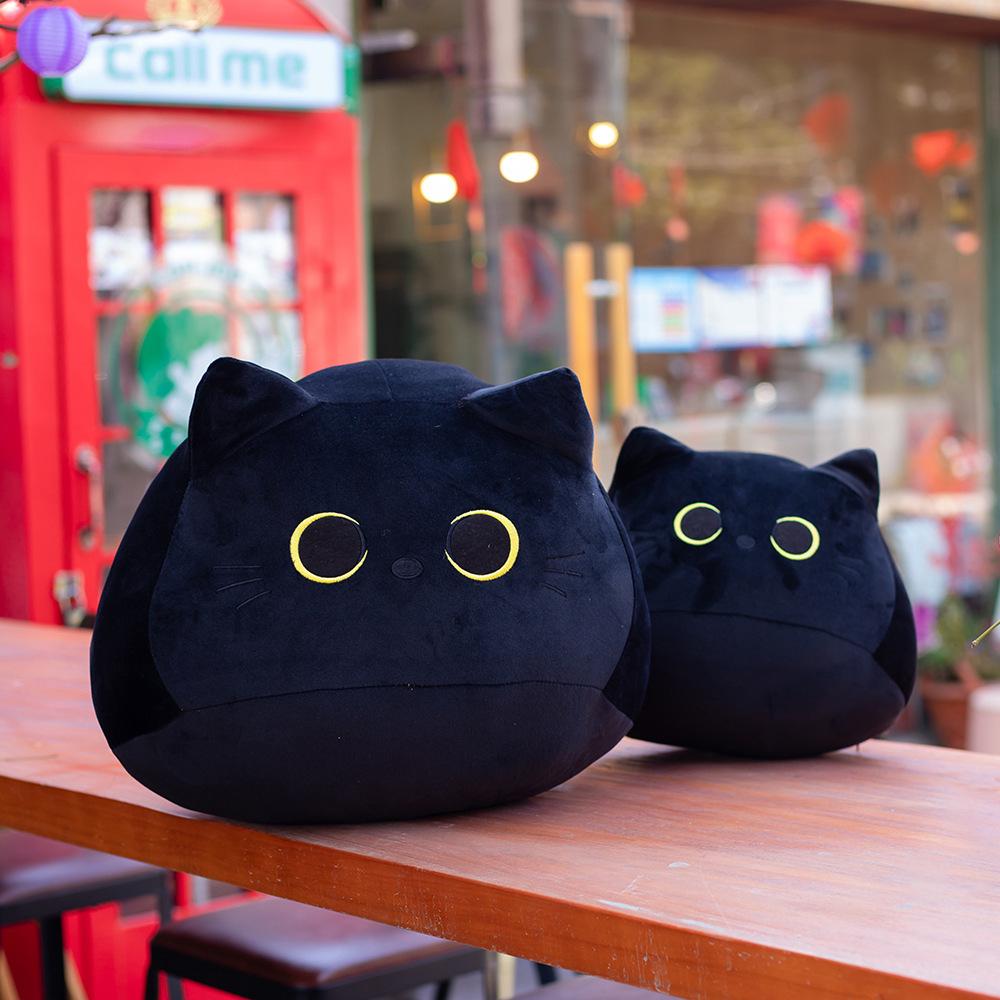 25cm Kawaii Black Cat Plush Toy Soft Stuffed Animal Pillow Black Cat Plush Doll Baby Toys Plushie Christmas Gift for Kids Girls