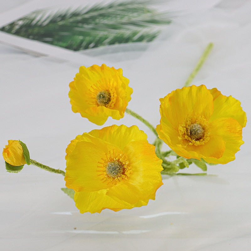 Artificial Flowers Poppy Silk Flowers Long Stem Housewarming  Garden Table Wedding DIY Party Wedding Bridal Bouquet Decoration