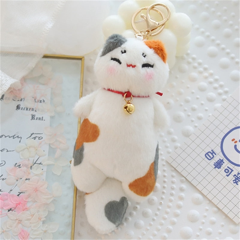 Kawaii Plush Keychain Bag Charm Cartoon Cute Mini Boba Tea Kitty Cat Stuffed Animal Plushies Soft Doll Car Trinket Key Chain Women Girls Keyring Kids Birthday Gifts