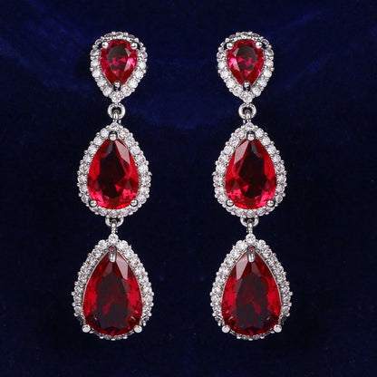 Luxury Zircon Wedding Long Dangle Earrings with Round Water Drop Elegant CZ Earrings for Women Bridal Wedding Jewelry Dress