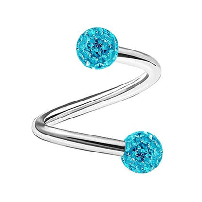 1PCS Stainless Steel Crystal Twist Helix Earring Cartilage Jewelry S Shape Labret Piercing Lip Ring Twist Tragus Earring Stud