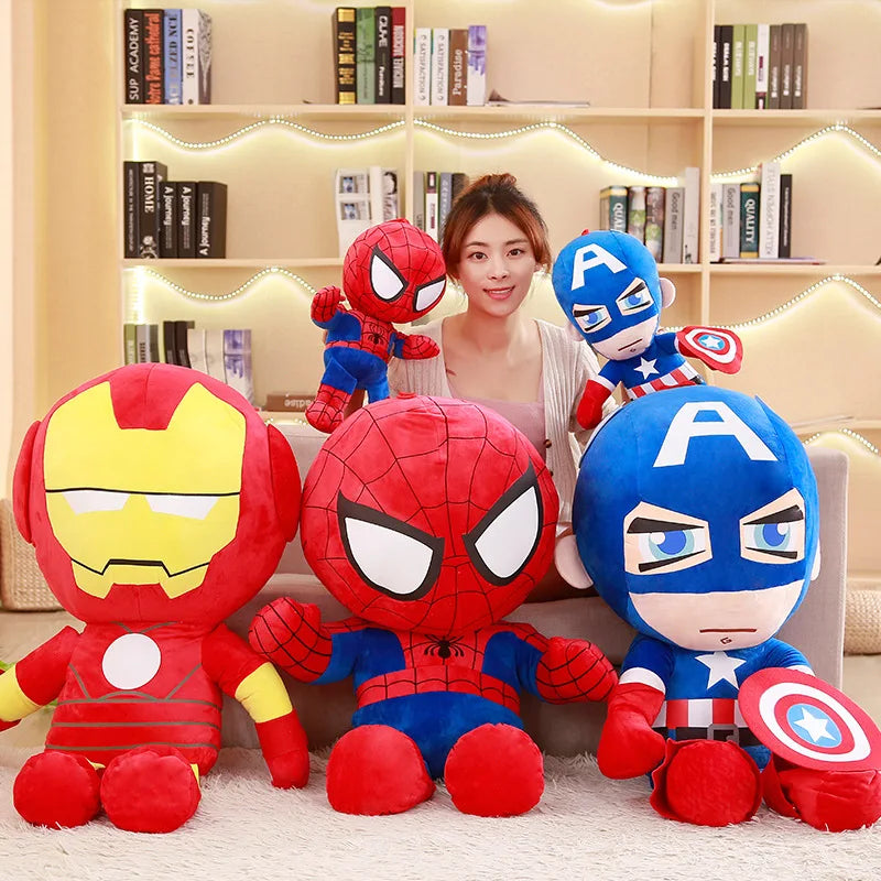 Disney Avengers Soft Stuffed Toys Cute Captain America Iron Man Spiderman Plush Dolls Movie Dolls Christmas Gifts for Kids Boys