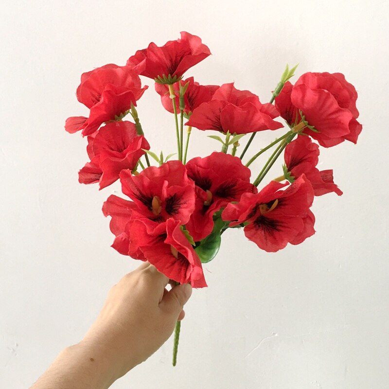 Artificial Pansy Flowers artificial flowers 10 Inch Silk Fake Butterfly Orchid Flower Home office Wedding Decoration