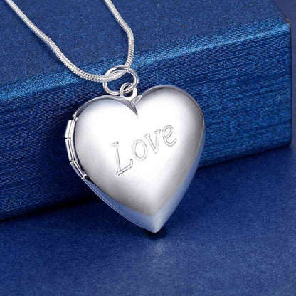 925hot sale Silver color Photo Frame Pendant Necklace Snake Chain For Woman Charm Wedding Fashion Jewelry ColorLN072