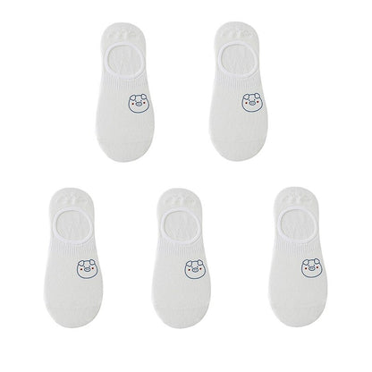Women's cotton ankle socks, socks designed by rabbits, cows, hearts, warm and informal animals, 5 pairs of 10 pieces