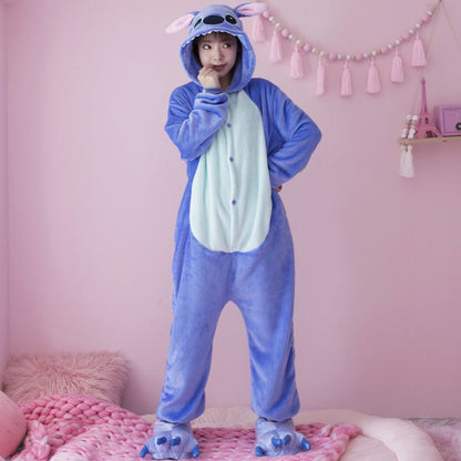 Lilo & Stitch Kigurumi Hooded Onesie Pajamas: Disney Movie Winter Cute Kawaii Kids & Adult Cosplay Costume