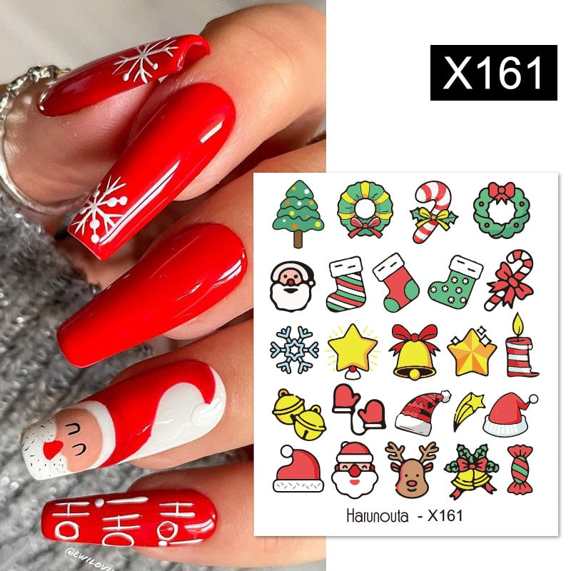 Harunouta Simple Flowers 3D Nail Stickers Gold Heart French Tip Lines Leopard Print Design Adhesive Sliders Manicure Nail Decals