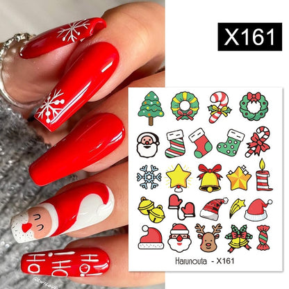 Harunouta Simple Flowers 3D Nail Stickers Gold Heart French Tip Lines Leopard Print Design Adhesive Sliders Manicure Nail Decals