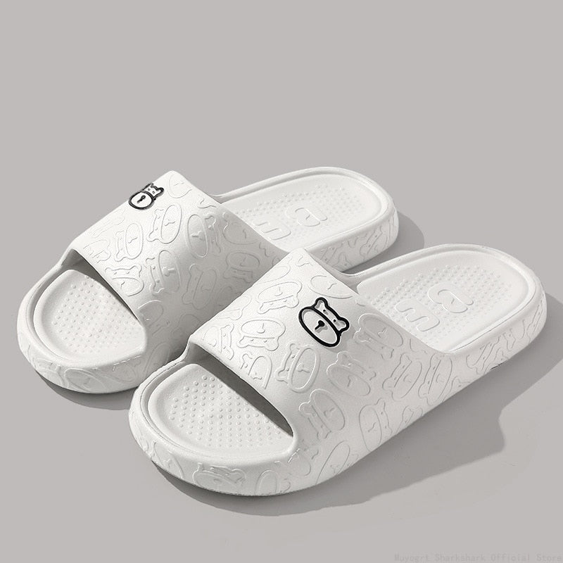 Cute Cat Print Women Slippers Home Indoor Slides Men Women Flat Slippers Cartoon Non-Slip Outdoor Beach Slides Shoes Shower