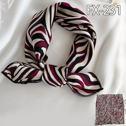 Women Small Satin Silk Scarf Square Print Wrap Foulard Femme Handkerchief Bandana Neck Hair Skinny Tie Scarves Shawls