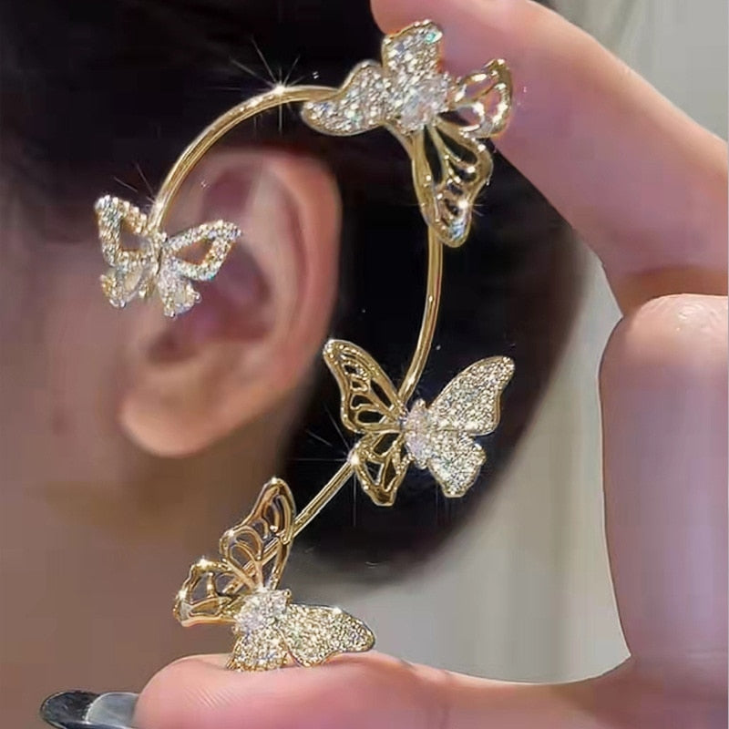 1 Pc Chic Elf Ear Cuff Maple Leaf Hollowed Zircon Leaf Cosplay Fairy Earring Clips for Women Girls Wedding Ear Cuff Jewelry