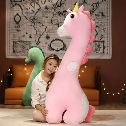 150cm Giant Stuffed Animal Plush Pillow Cute Large Long Unicorn Pillow Kawaii Dinosaur Baby Bed Surround Washable Decor Cushion