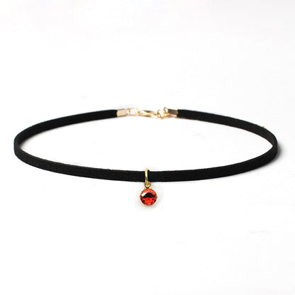 Poputton Rhinestone Chokers Necklaces for Women Jewelry Black Velvet Rope Chain Choker Necklace with Pendant Collier Femme