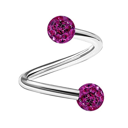 1PCS Stainless Steel Crystal Twist Helix Earring Cartilage Jewelry S Shape Labret Piercing Lip Ring Twist Tragus Earring Stud