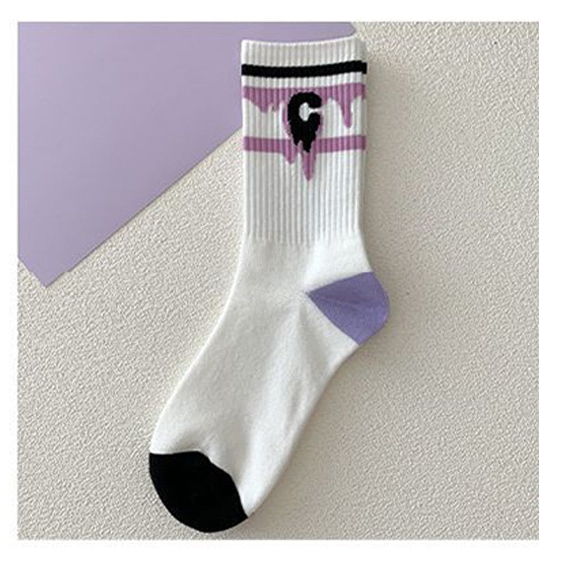 Love Cotton Socks Korean Harajuku English Letter Embroidery Kawaii Funny Socks Hip Hop Happy Skateboarding Team Sokken Socks