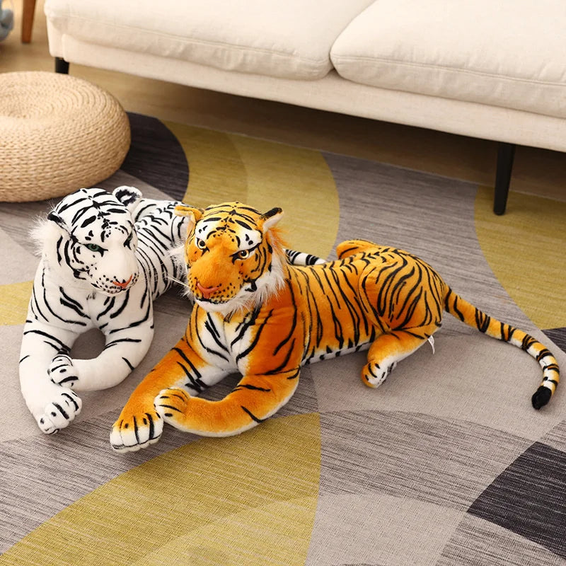 Kawaii 50-110CM Giant Life Size Tiger Plush Toy Soft Wild Animal Realistic White Brown Tiger Jaguar Doll Child Kid Birthday Gift