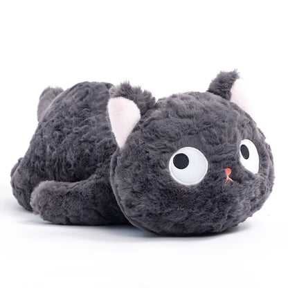 Fat Cat Stuffed Animals Kitty Plush Toys Kitten Plushies Cute Kawaii Black Gray Soft Doll Pillow Buddy Children Kids Birthday Gift