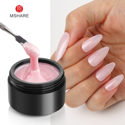 MSHARE Milky White Builder Nail Extension Gel in A Bottle 10ml Self leveling Nails Quick Building Clear Pink UV Led Gel