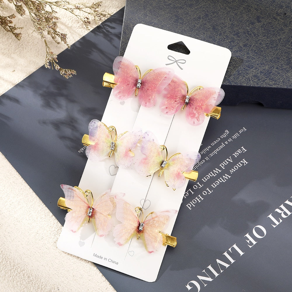Butterfly Hairpins New Korean Yarn Elegant Metal Tassel Long Hair Clips For Women Hanfu Antique Party Hair Accessories