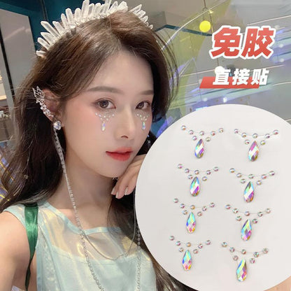Disposable Tattoo Stickers 3D Face Jewelry Crystal Diamond DIY Eyes Face Body Rhinestones Waterproof Makeup Art Party Decoration