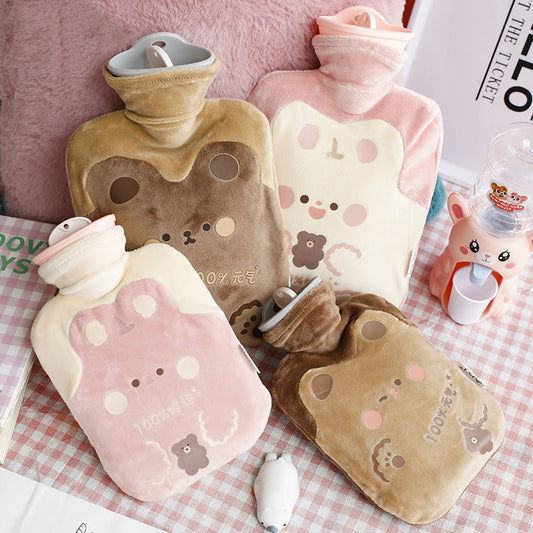 Cute Hot Water Bottle Bag for Girls Plush Shoulder Hand Warmer Heat Pack Warm Belly Instant Hot Pack Winter Water Heating Pad