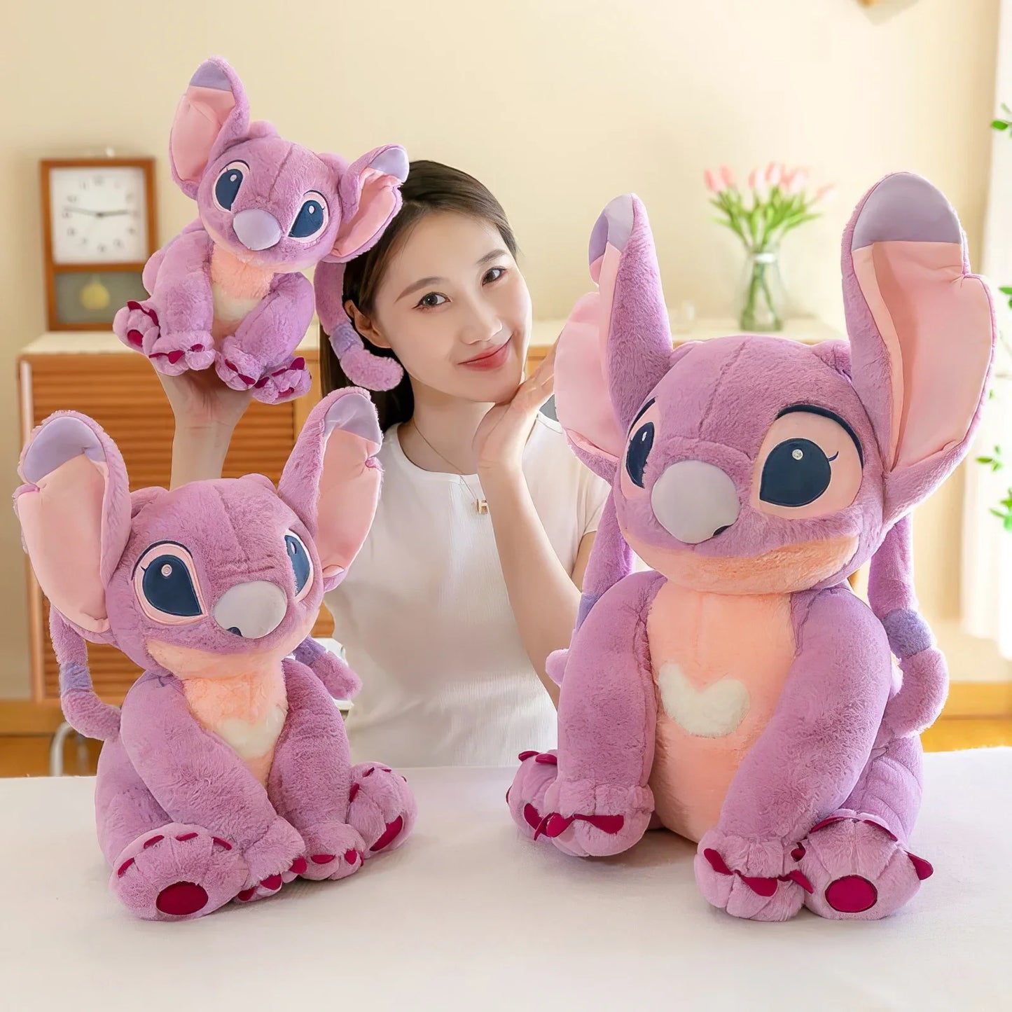 GIANT Angel Stitch Plush Toy 60cm Pink Lilo & Stitch Stuffed Animal Plushies Disney Movie Cute Soft Doll Big Large Sleeping Pillow Pet Cushion Christmas Kids Birthday Gift