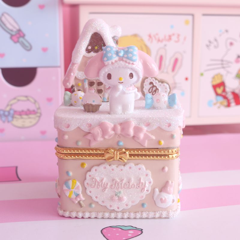 Sanrio Kawaii Cute My Melody Littletwinstars Cute Crystal Ball Cartoon Jewelry Box Ornament Birthday Gifts for Friends