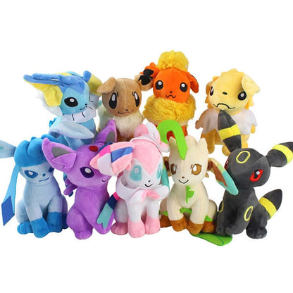 Pokémon Eeveelution Plushies Set Eevee Flareon Vaporeon Jolteon Espeon Umbreon Glaceon Leafeon Sylveon Evolution Collectible Stuffed Plush Doll Toy Christmas Gift