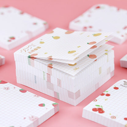 80 pages/pack Kawaii Animals And Fruits Sticky Notes Memo Pad To Do List Cute Journaling Supplies Planner Sticker Deco