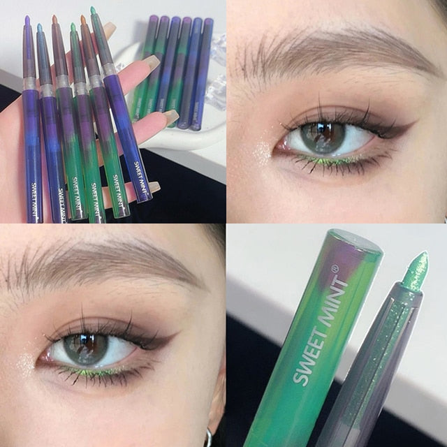 Shiny Diamond Eyeliner Pencil Green Gold Purple Glitter Eye Shadow Lying Silkworm Pen Waterproof Beauty Cosmetics Women Makeup