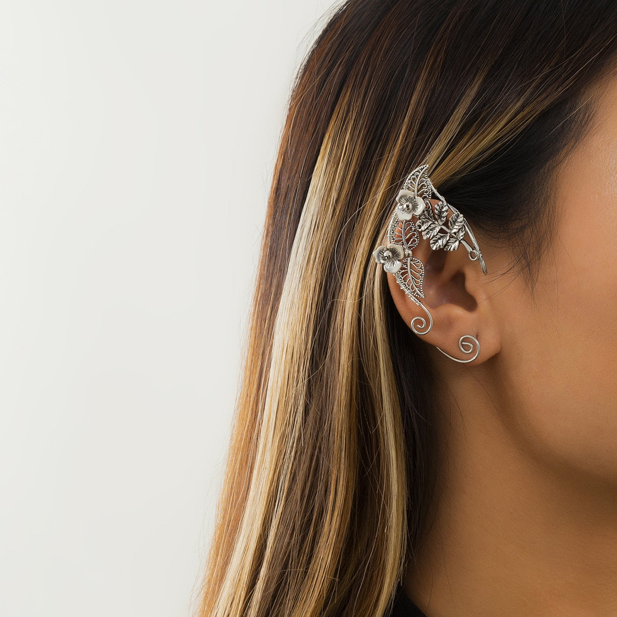 Punk Fairy Ear Cuff Goth Earring Dark Elf Ear Clip Earrings For Women Retro Silver Color Hip Hop Halloween Party Jewelry Gift