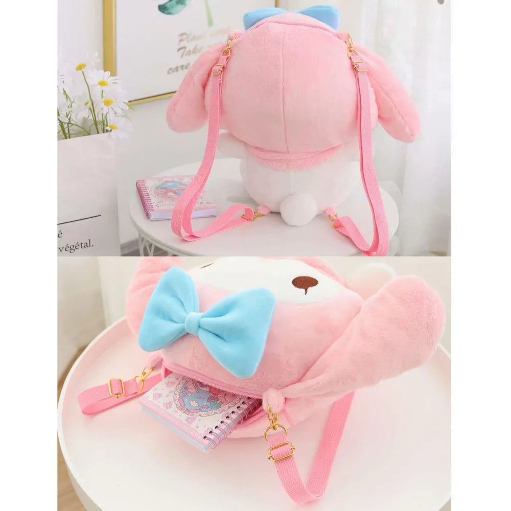 Kawaii Sanrio Cinnamoroll Kuromi My Melody Plush Backpack Doll Shoulder Messenger Bag Sac Tote Crossbody Bag For Y2k Lolita Girl