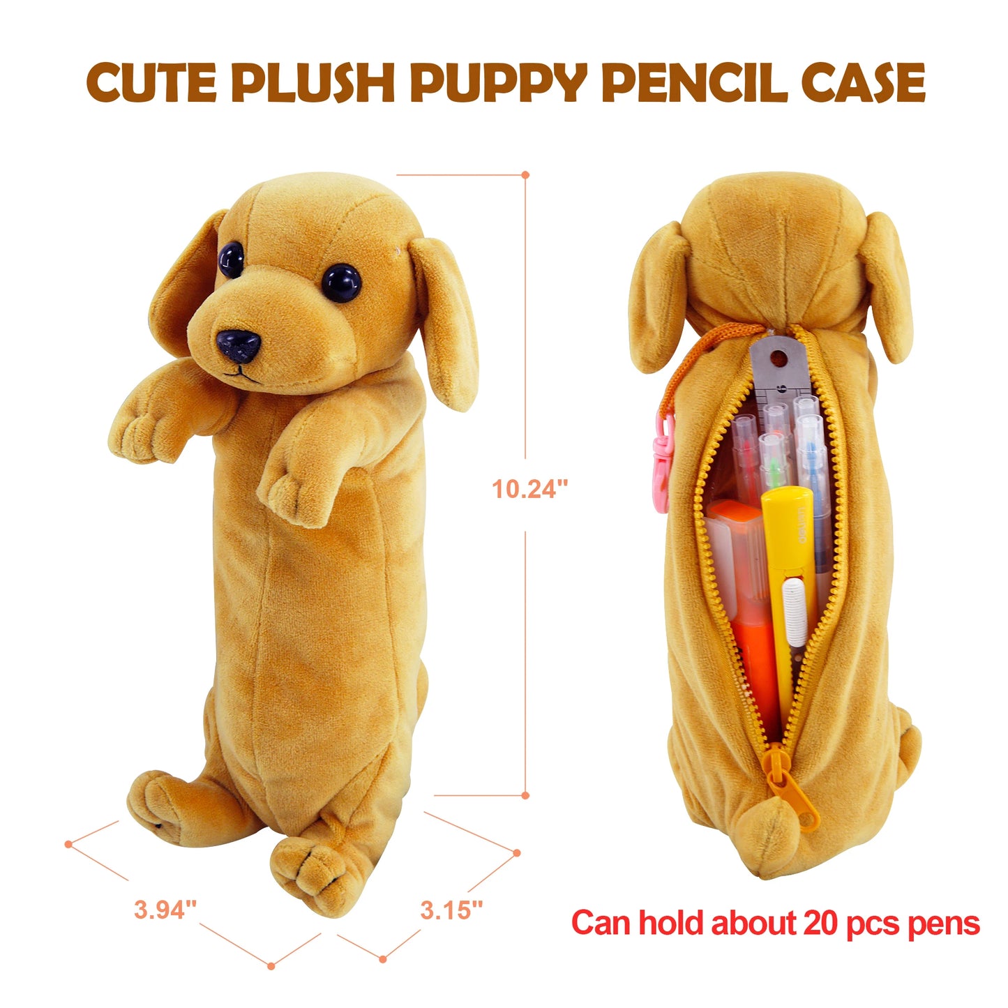 3D Plush Dog Pencil Pouch BB FUNHOUSE Soft Animal Stationery Cartoon Storage Pen Bag Box for School Supplies Girl Students