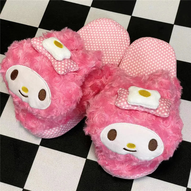 Sanrio Hello Kitty Melody Kuromi Kawaii Plush Toys Slipper Home Dormitory Slippers Anime Accessories Christmas Gifts